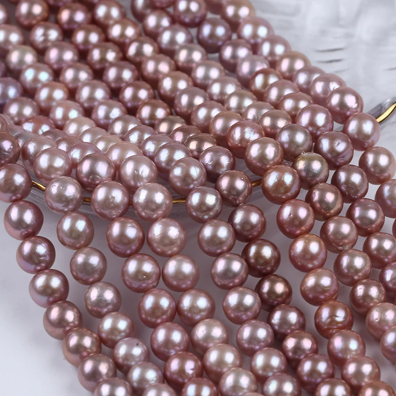 Natural Purple 10-11mm Round Freshwater Pearl Strand For Jewelry Making