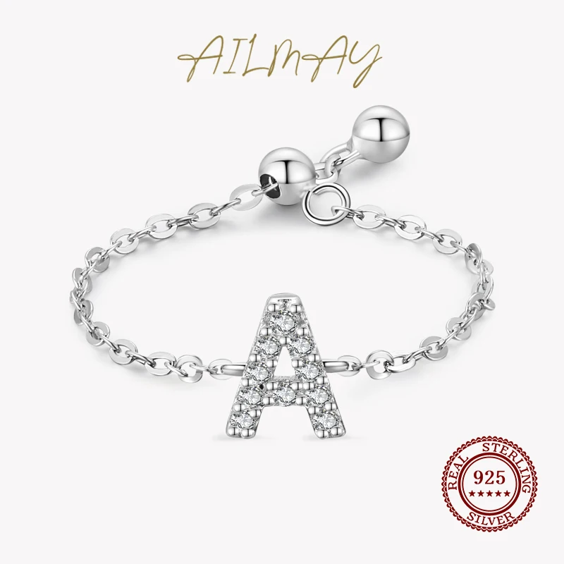 

Ailmay оригинальная цепочка из стерлингового серебра 925 пробы с надписью А регулируемая Женская Блестящая Свадебная бижутерия с кубическим ци...