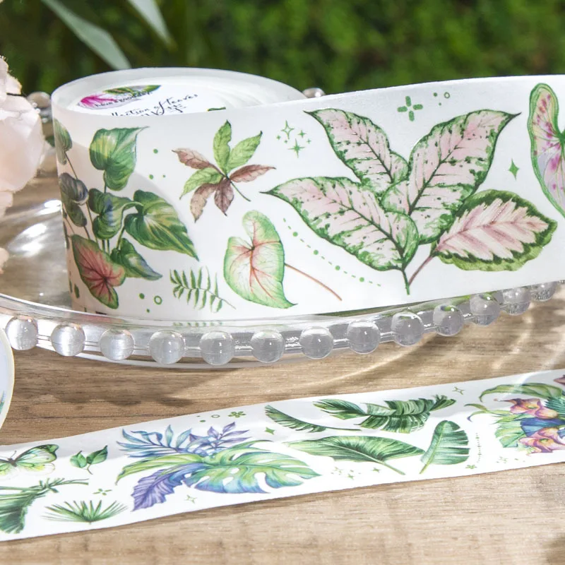 

Natural Plant Leaf Washi Tape Decorative Scrapbooking Label Diary Album Kawaii Masking Tape Collage Journaling Stationery