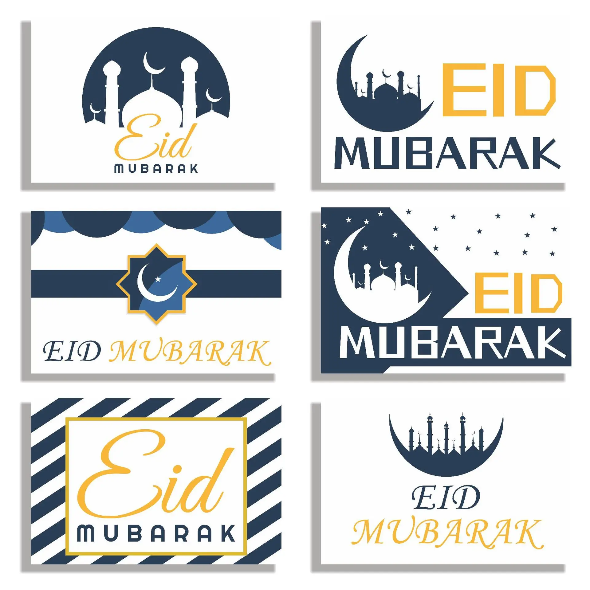 

6pcs Eid Mubarak Invitation Cards with Envelope Ramadan Gift Decorations Greeting Card Islamic Muslim Eid Decor 2022