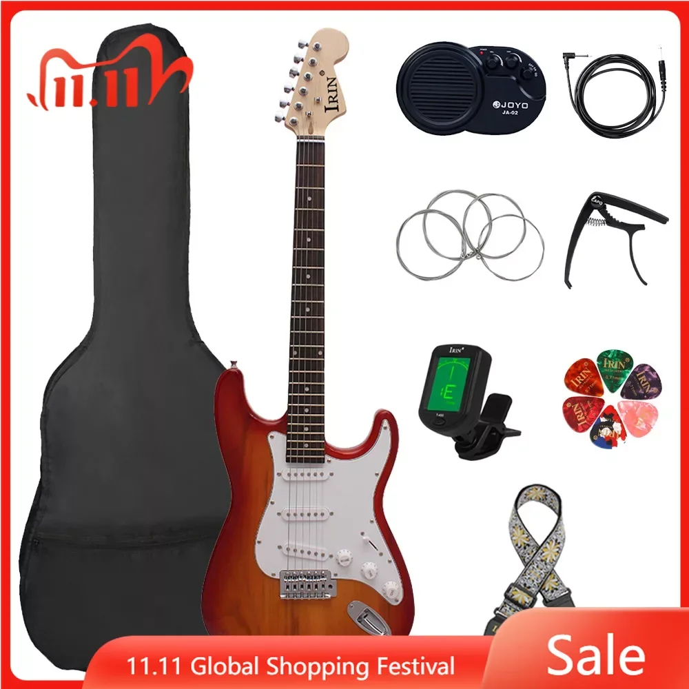 

IRIN 39 Inch ST Electric Guitar 21 Frets 6 Strings Basswood Body Maple Neck Guitar With Speaker Guitar Parts & Accessories