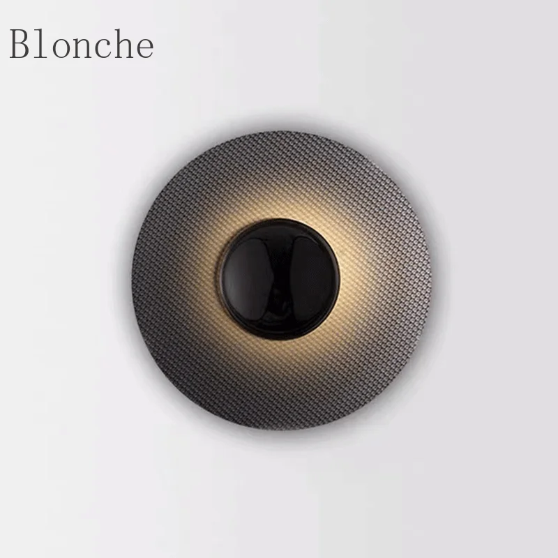 Modern Matte Black Round Wall Lamp for Bedroom Sconce Background Wall Decoration Creative Dining Room Bedside Indoor Light