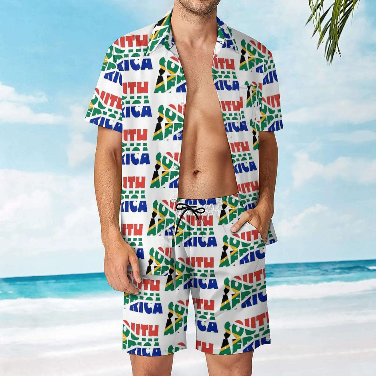 

South Africa Men's Beach Suit Classic 2 Pieces Pantdress High Quality Leisure Eur Size
