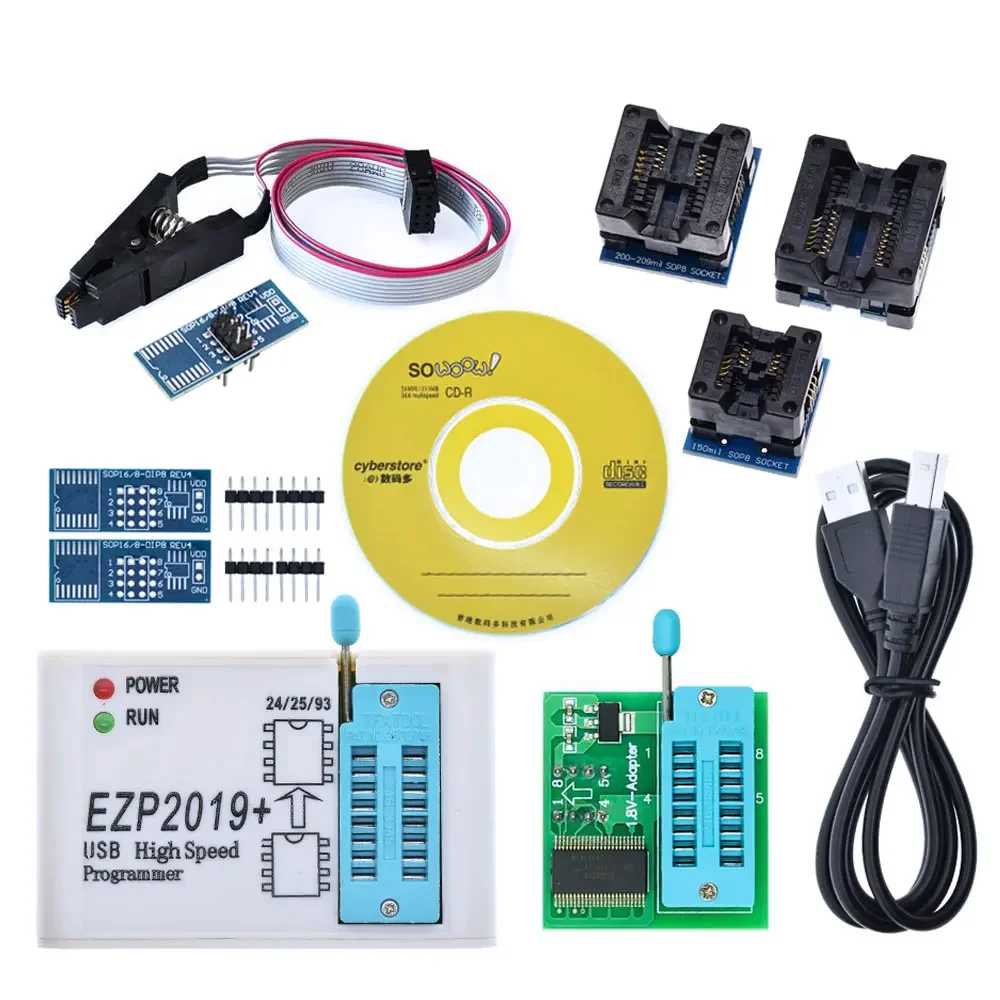 Фото Усовершенствованный USB-программатор SPI EZP2019 — 24/25/93 EEPROM и чип Flash BIOS серии 25 + 5 розеток №1