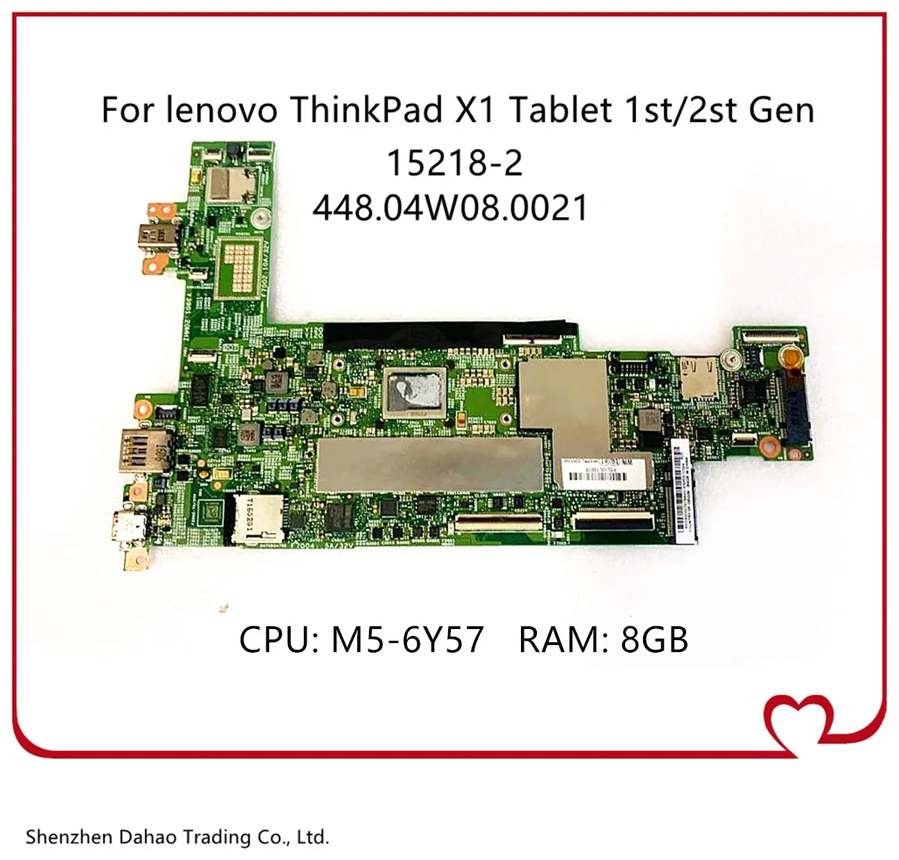 

Fru 00NY849 00NY796 15218-2 MB For Lenovo Thinkpad X1 Tablet X1T Laptop Motherboard With M5-6Y54 M5-6Y57 8G-RAM 100% Full Tested
