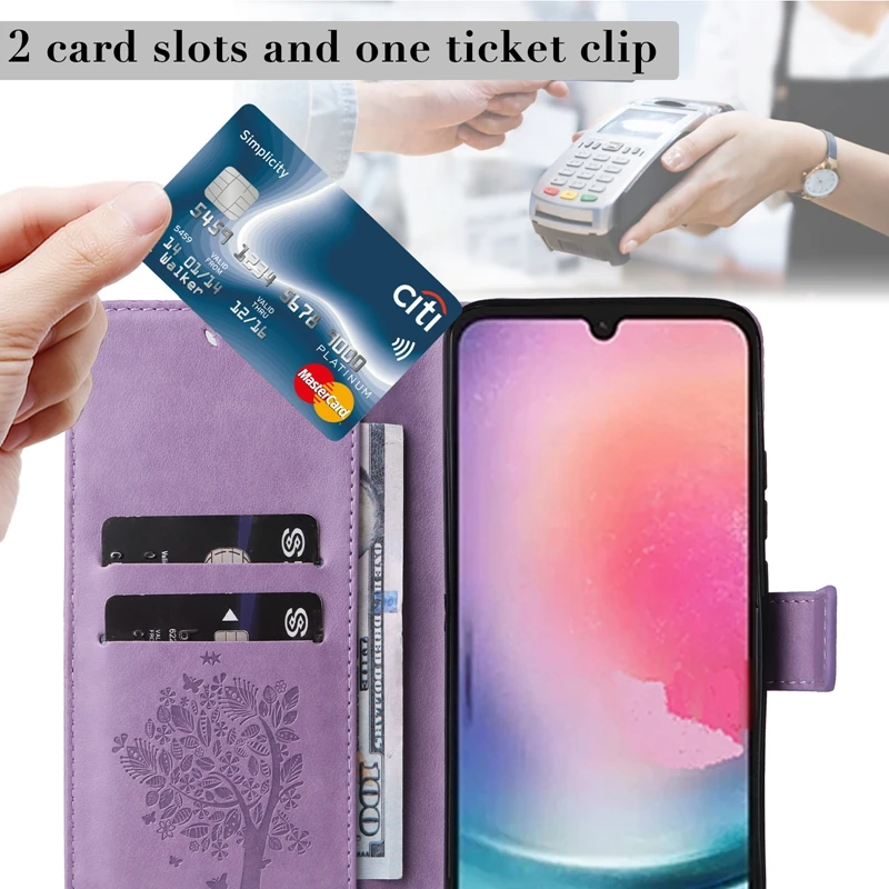 Wallet Tree Embossing Leather Case For Samsung Galaxy A13 A14 A23 A24 A31 A34 A51 A52 A53 A54 S23 Ultra S22 Plus S21 FE S20 FE