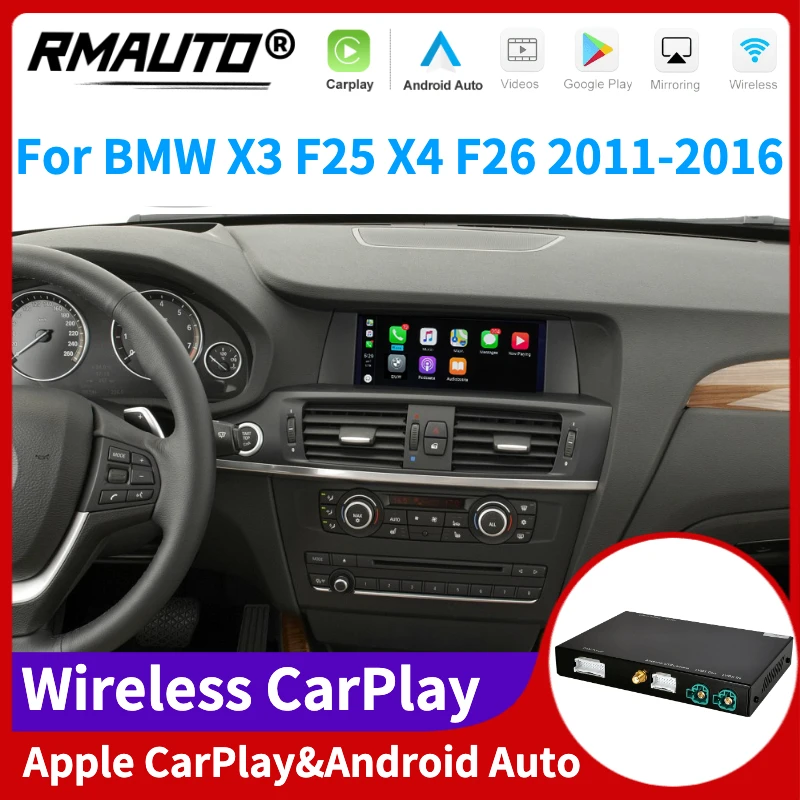 

RMAUTO беспроводная Apple CarPlay NBT CIC система для BMW X3 F25 X4 F26 2011-2016 Android Авто Mirror Link AirPlay, камера заднего вида