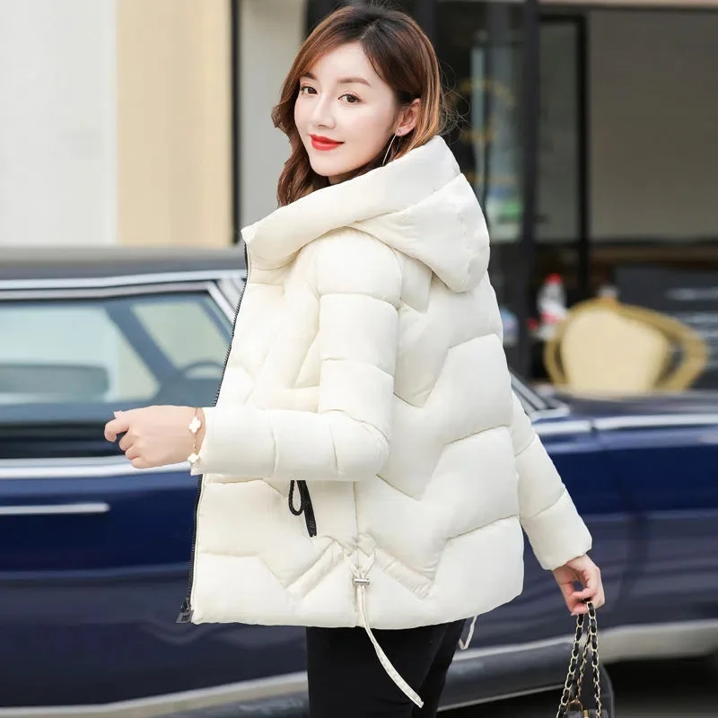

Winter Jacket 2023 New Women Parkas Hooded Thick Down Cotton Padded Parka Female Jacket Short Coat Slim Warm Outwear