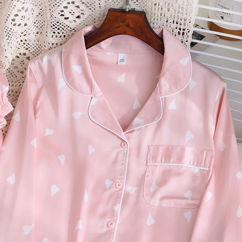 Pajamas Women's Spring and Summer Two-piece Long-sleeved Thin Home Service Suit Comfortable and Breathable Cute Lounge Sleepwear