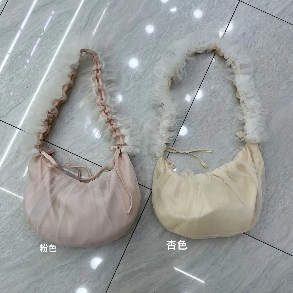 Кружевная Сетчатая Сумка через плечо из полиэстера шелковая лента на молнии