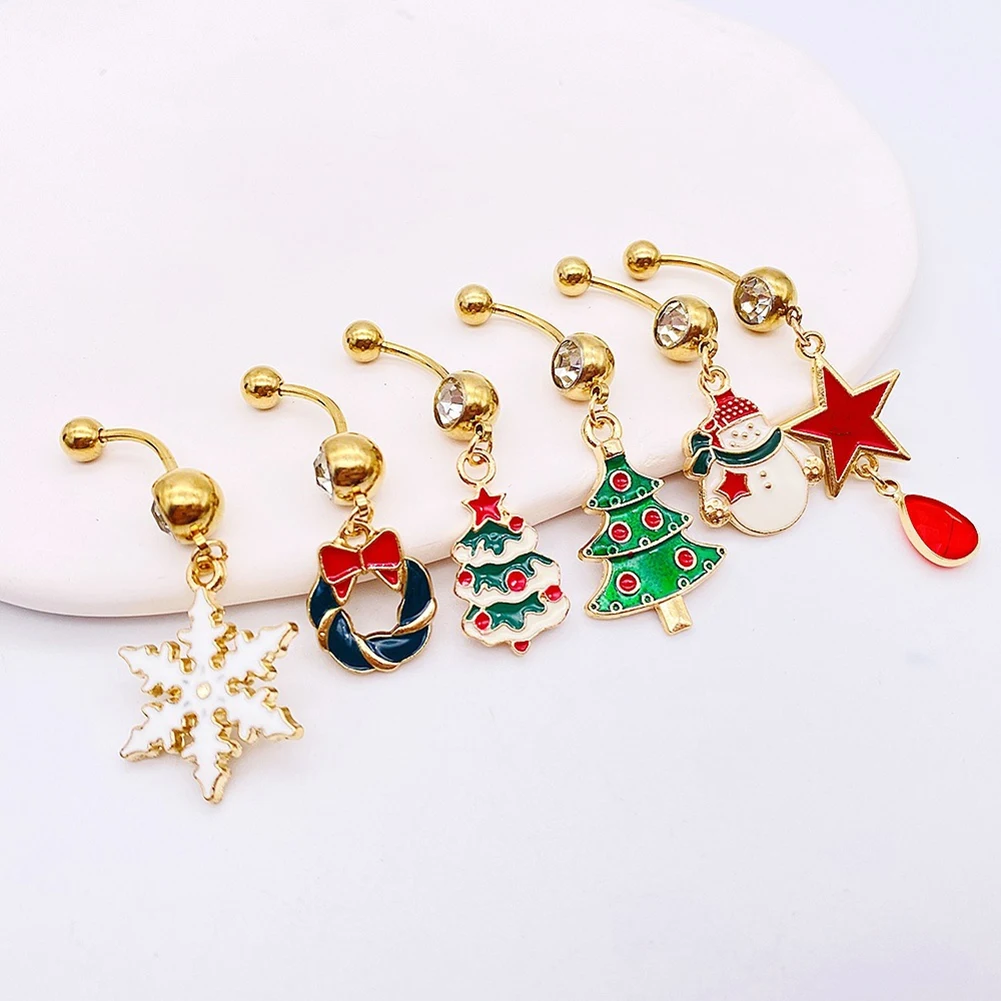 

Fashion Cartoon Santa Claus Belly Button Piercing Stainless Steel Navel Button Ring Women Girls Body Jewelry Piercing Christmas