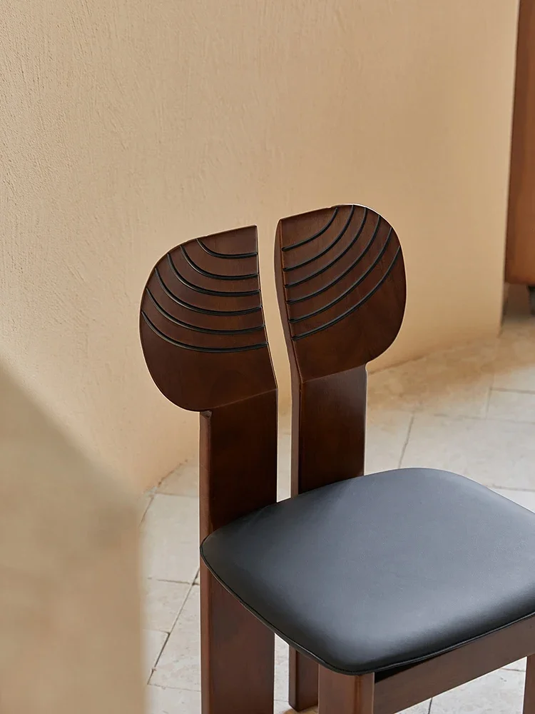 Резная спинка художественный стул винтажный архитектурный обеденный из массива