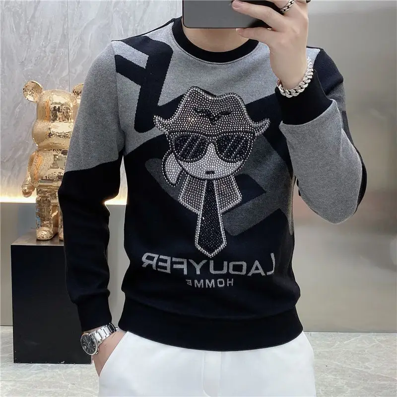 

2022 autumn and winter new personality heavy industry drilling round neck casual vests