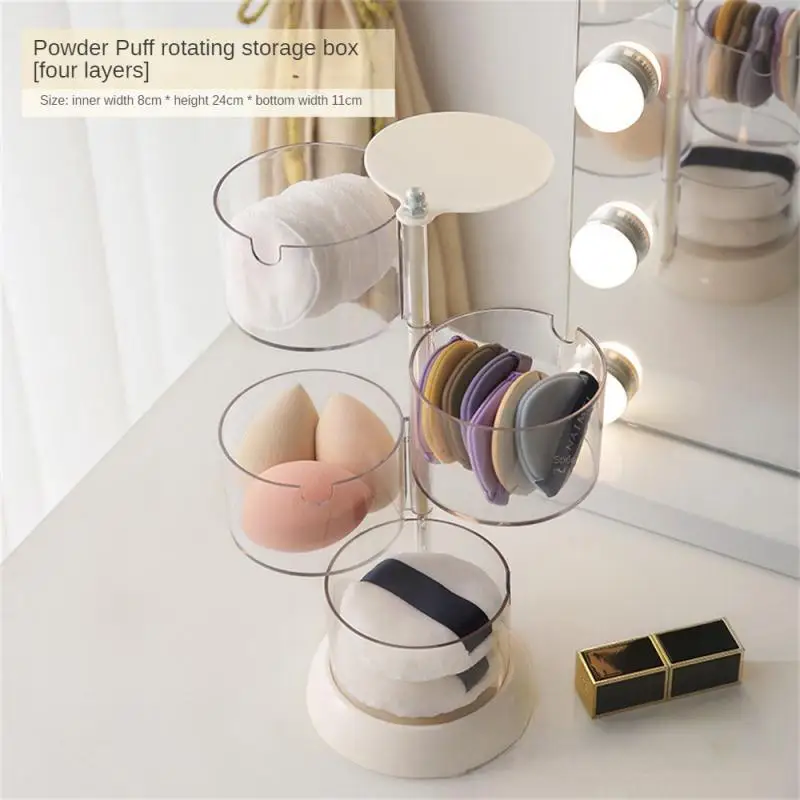 

Rotary Powder Puff Storage Box Transparent Dust-proof Multi-layer Round Air Cushion Cotton Beauty Egg Storage Cosmetic Bracket