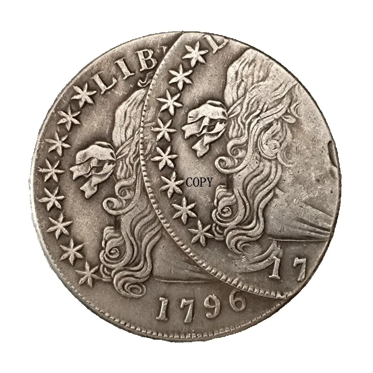 

Серебряная копия монеты США 1796 года с двойной штампованной ошибкой