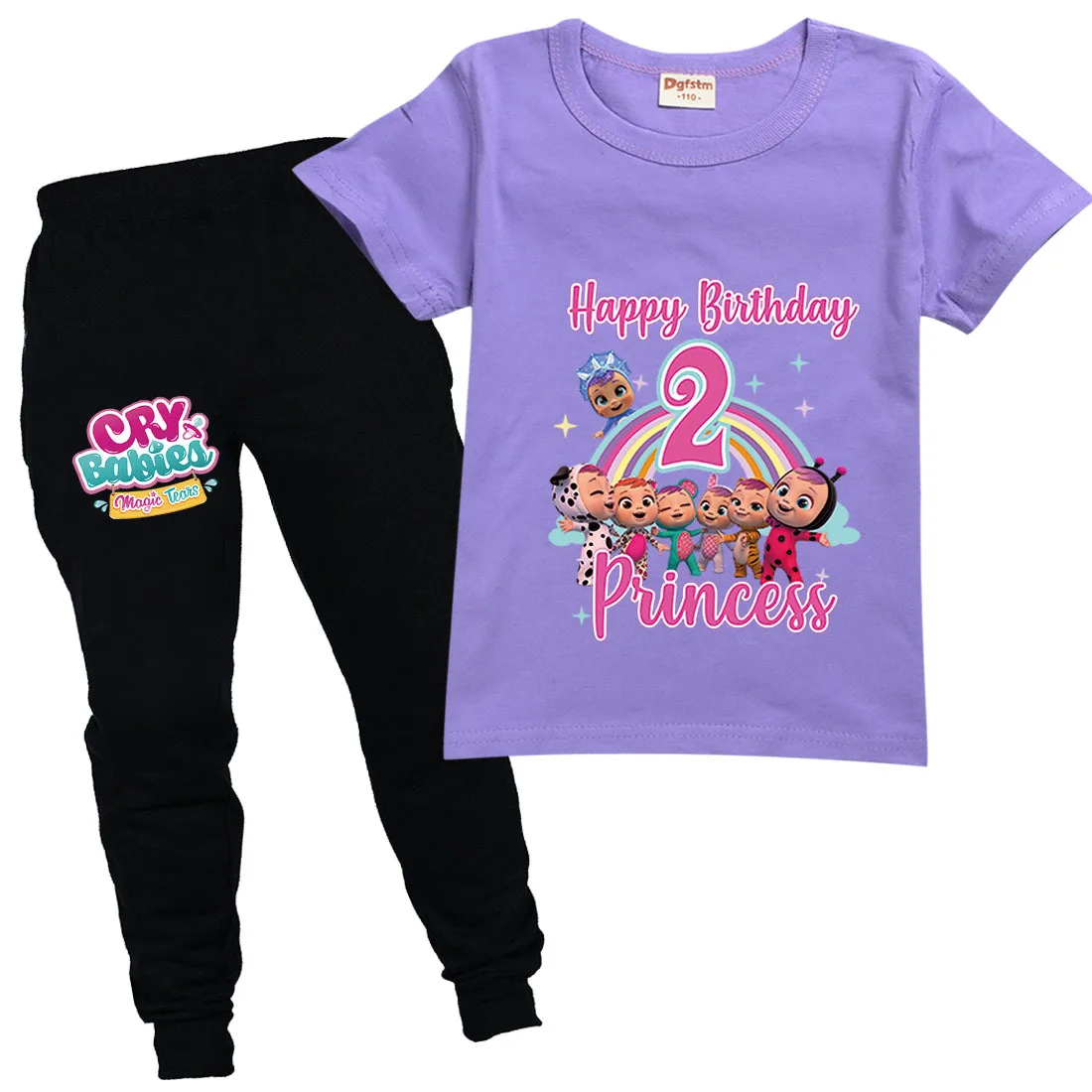 

2022 Disney Cry Babies Summer Boys and Girls O-Neck T-Shirt + Trousers Youth Sports Suits Children's Clothing