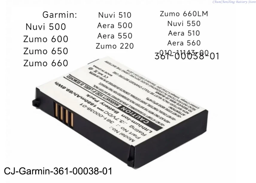 Фото Аккумулятор ALLCCX 3.7V 1880mAh 010-11143-00, 361-00038-01 для Garmin Nuvi 500, Zumo 600, Zumo 650, Zumo 660, Nuvi 510, Nuvi 550, Aera 560 №1