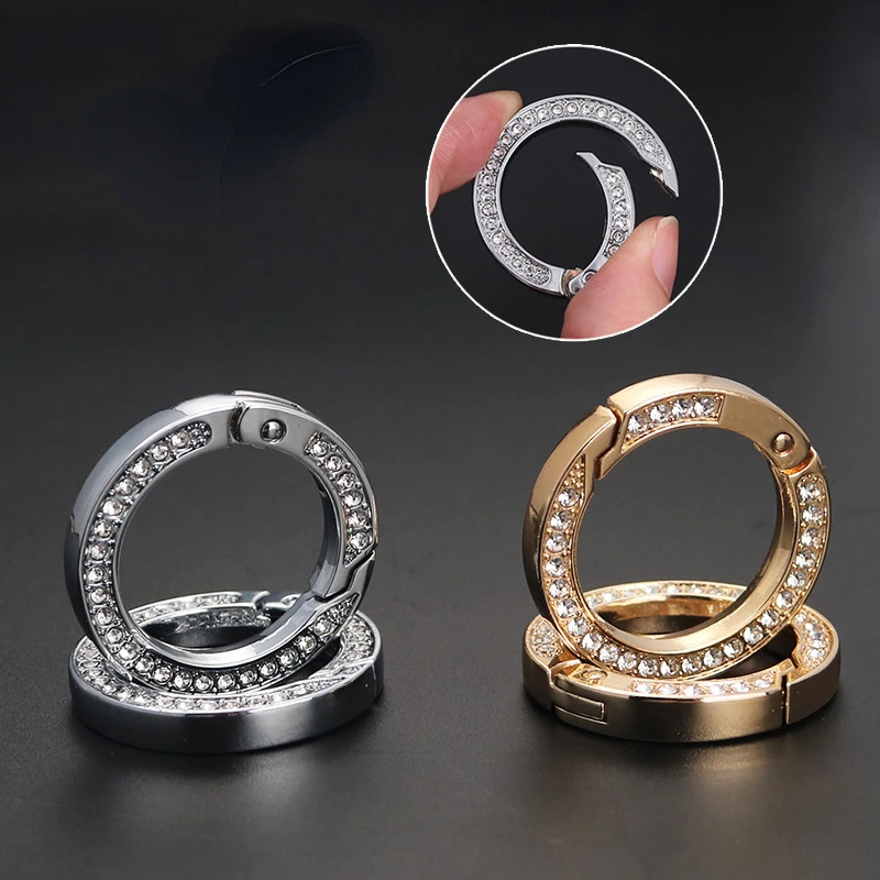 

25mm Flat Wire Round Spring O Ring Diamond Openable Keyring Bags Chain Belt Strap Metal Buckles Pendant DIY Accessories