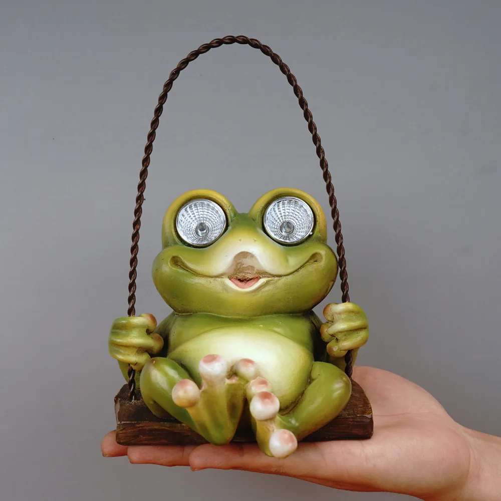 

Solar Powered Hanging Basket Frog Resin Statue Nordic Abstract Ornaments For Figurines Interior Sculpture Room Home Decor