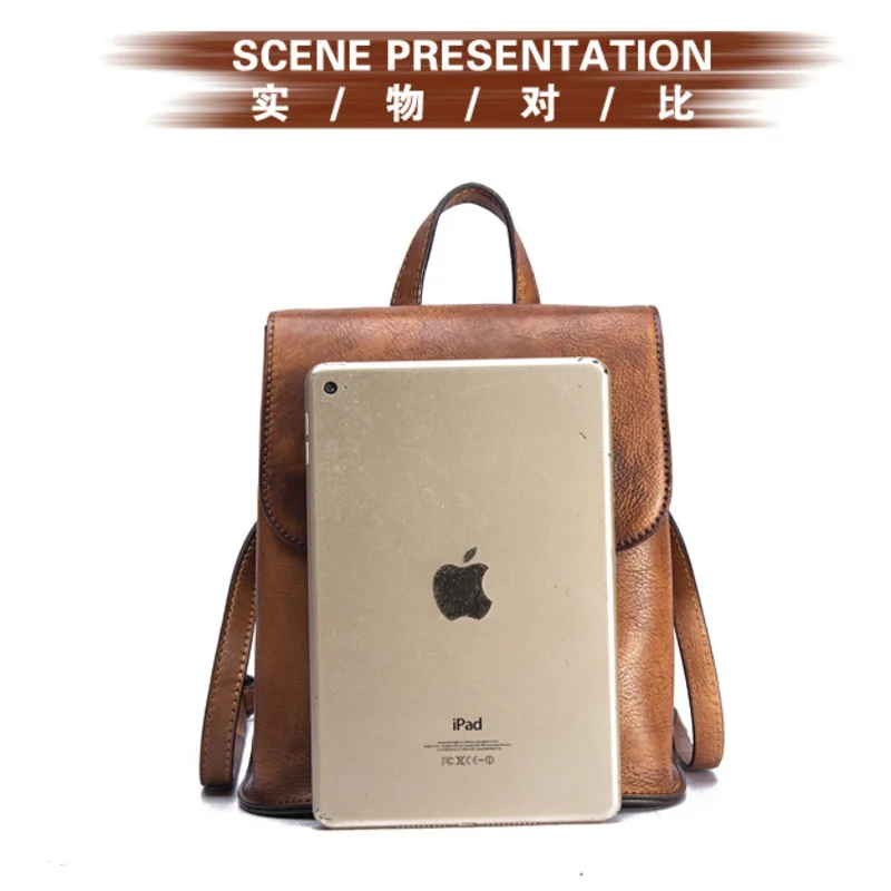 MOTAORA 2023 New Vintage Genuine Leather Women Backpacks Handmade Cowhide Girls School Luxury Bags For Teenage Female Travel Bag