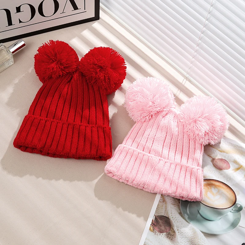 

Solid Color Pompom Baby Beanie Cap Winter Infant Boys Girls Knitted Hat Soft Thicken Warm Kids Beanies Bonnet Gorras