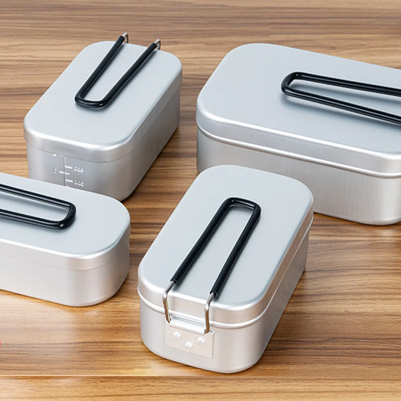 

Rectangular Outdoor Picnic Camping Cook Bento, Travel Portable Japanese Aluminium Alloy Lunch Box