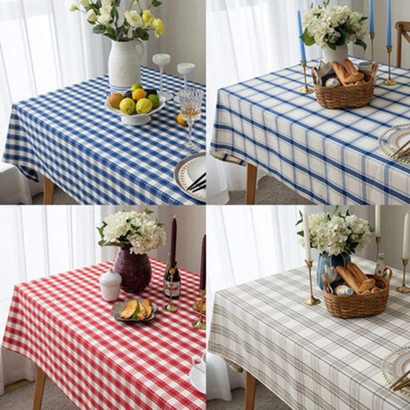 

Nordic Cotton Linen Plaid Tablecloth Multi Patterns For Home Kitchen Wedding Hotel Party Decoration Rectangular Table Cover