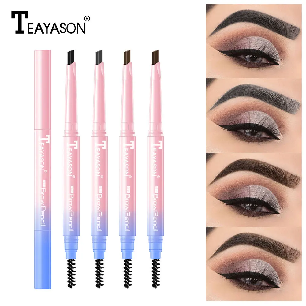 

New Four-Headed Eyebrow Pencil Waterproof Sweat-Proof Non-Fading Black Brown Liquid Eyebrow Pencil 4-Fork Eyebrow Pencil 4 color