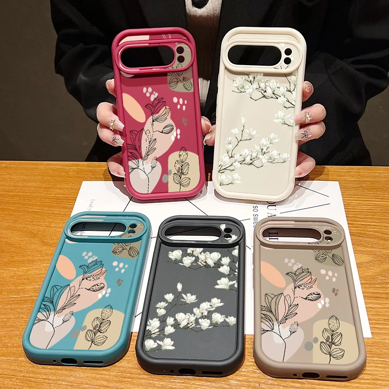 Однотонный чехол из ТПУ с растительным принтом для Google Pixel 8 Pro 8A 9 XL противоударный