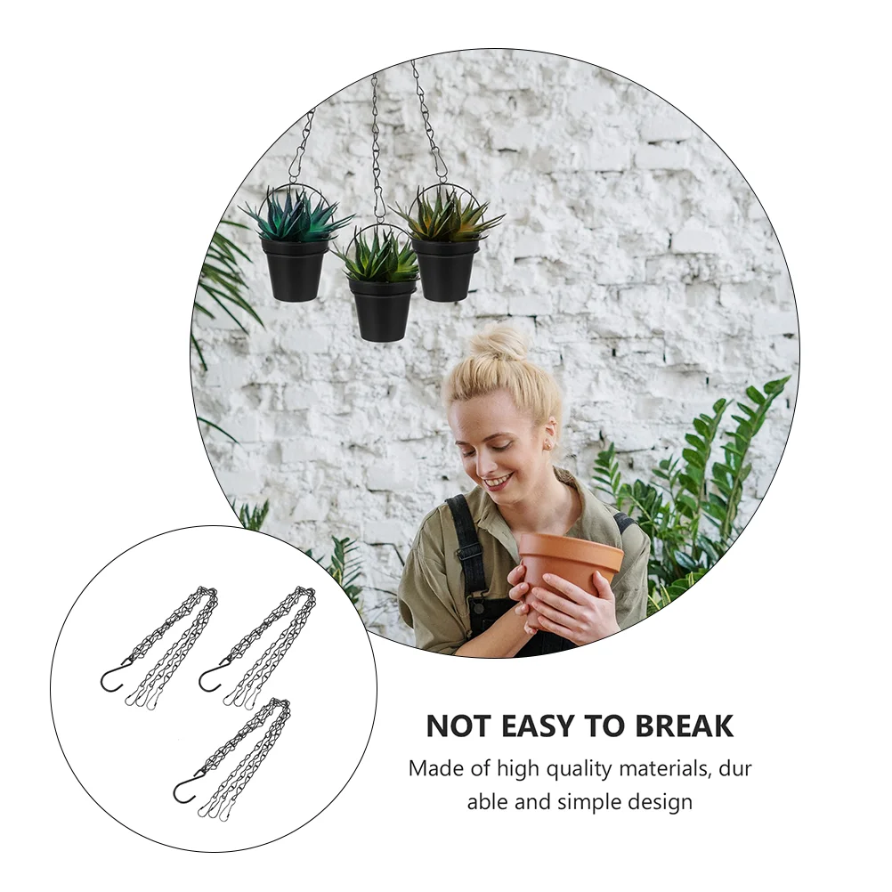 3Pcs Durable Balcony Flower Pot Hanging Iron Art Chains Basket Accessories |