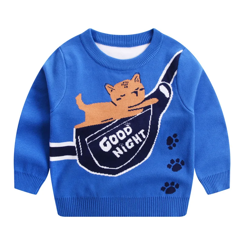 

2022 Spring Autumn Kids Sweater Boys Sweater Winter Girls Pullover Clothes Knitted Cute Cat Cartoon Long Sleeve Children Sweater
