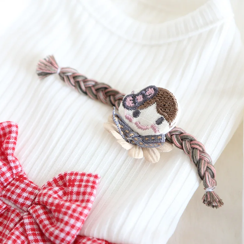 Белая жилетка для маленькой девочки с клетчатым бантом одежда щенка маленькие