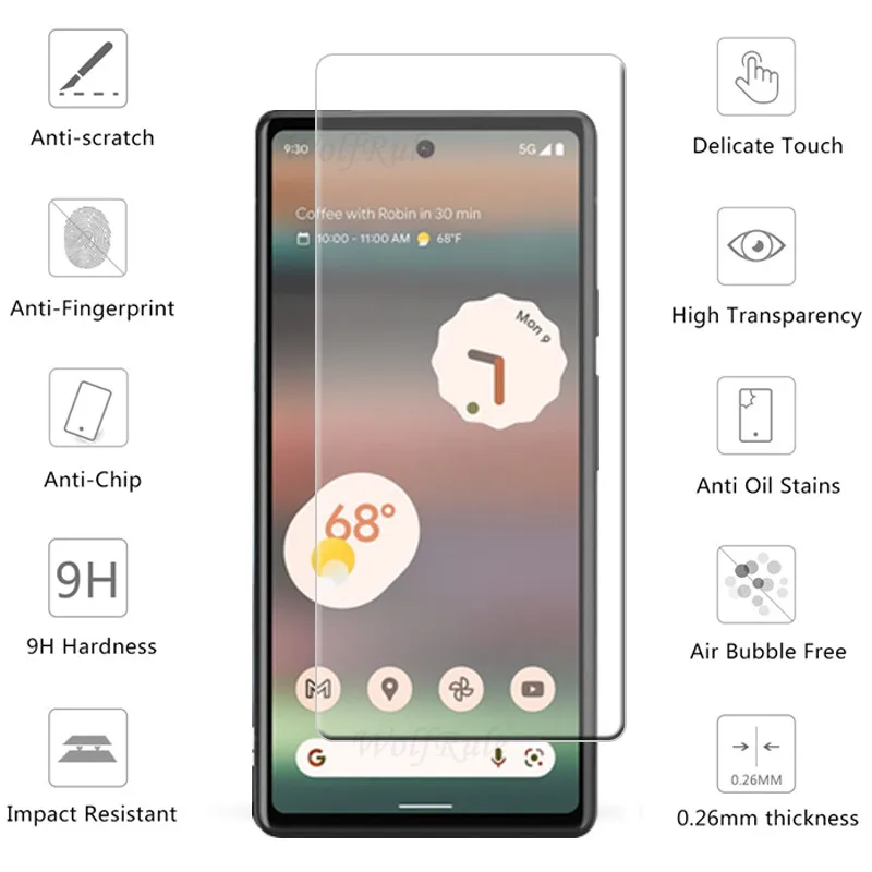 Стекло для Google Pixel 6A закаленное стекло 9H прозрачная пленка Защита экрана 4A 5A
