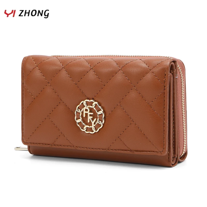 

YIZHONG короткие маленькие кошельки на молнии для женщин Бриз Роскошные брендовые Кошельки для монет искусственный клатч с резьбой женский ко...