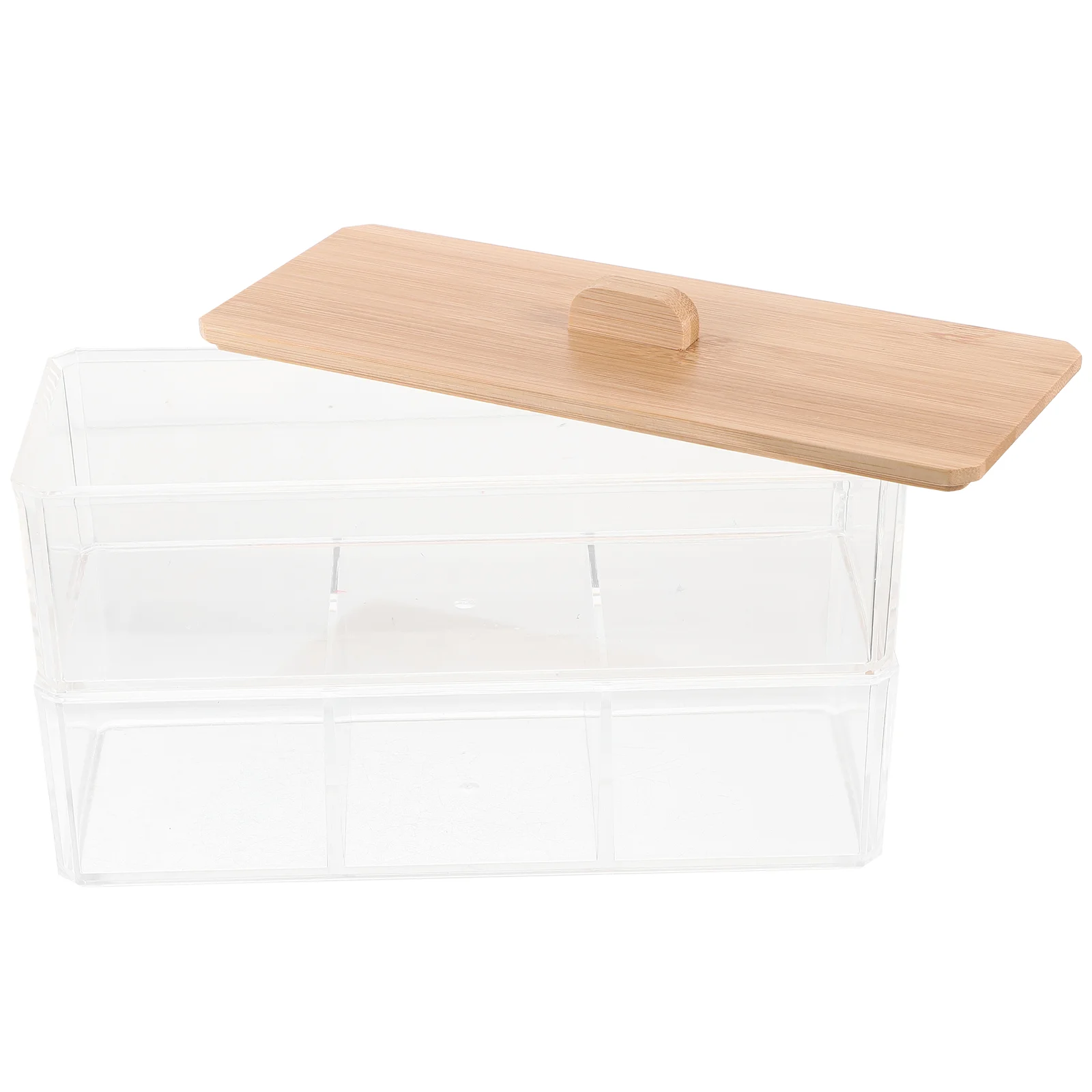 

Cotton Ball Holder Pads Makeup Box Desktop Organizer Bamboo Swab Holders