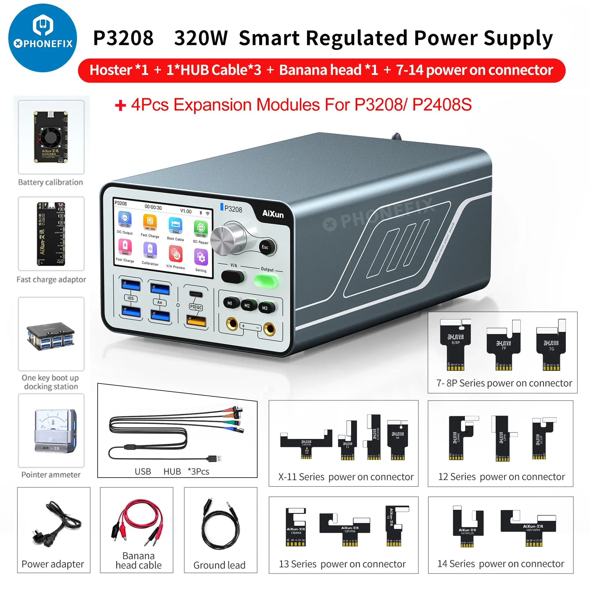 Aixun P3208 Интеллектуальный регулируемый источник питания для тестера короткого