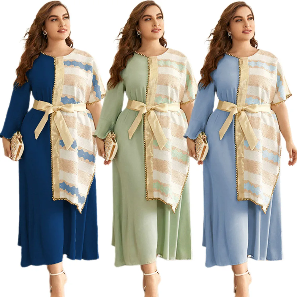 Женское платье-макси с коротким рукавом и бусинами