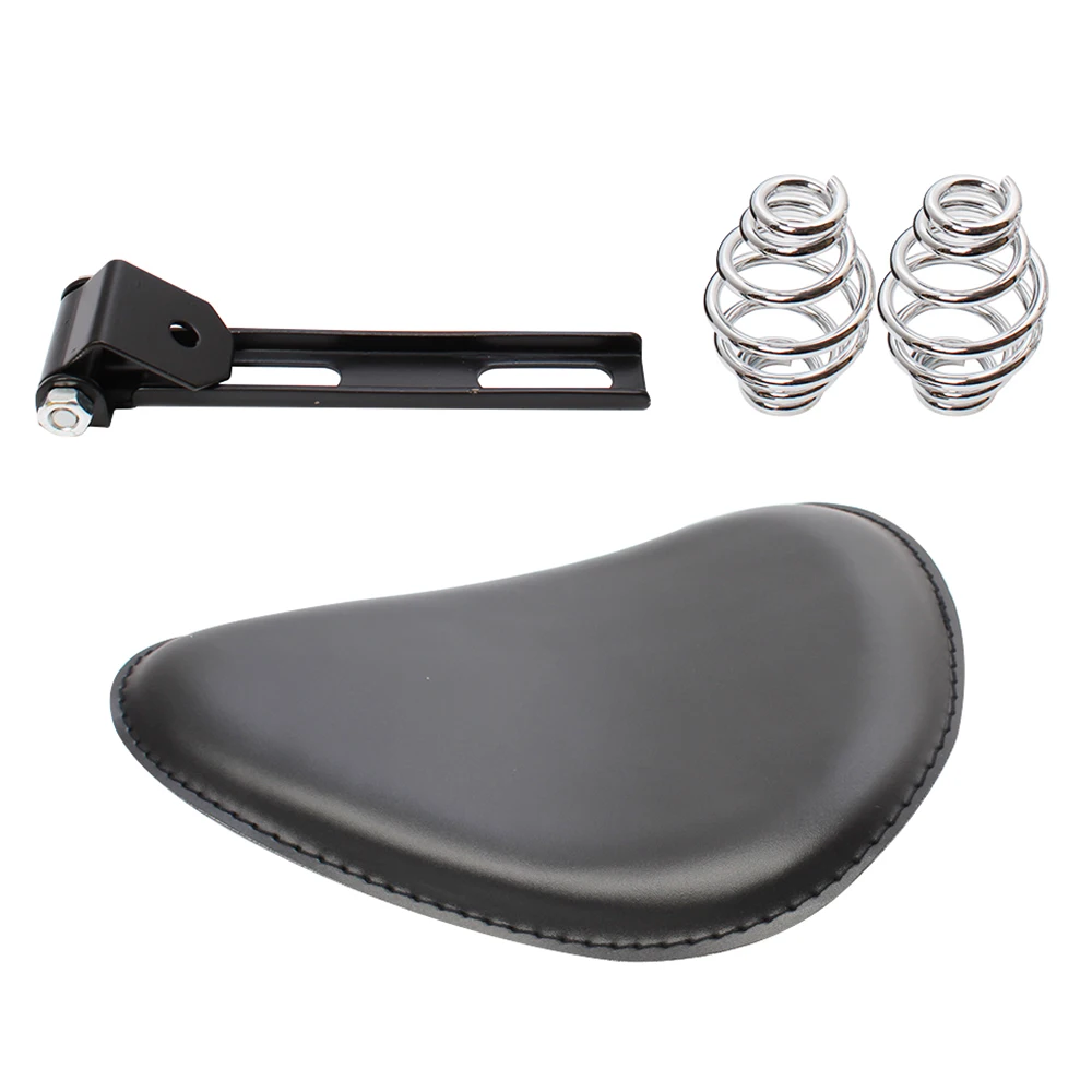 Черная кожаная основа для сиденья соло пружинный Кронштейн Harley Yamaha Kawasaki Suzuki Sportster
