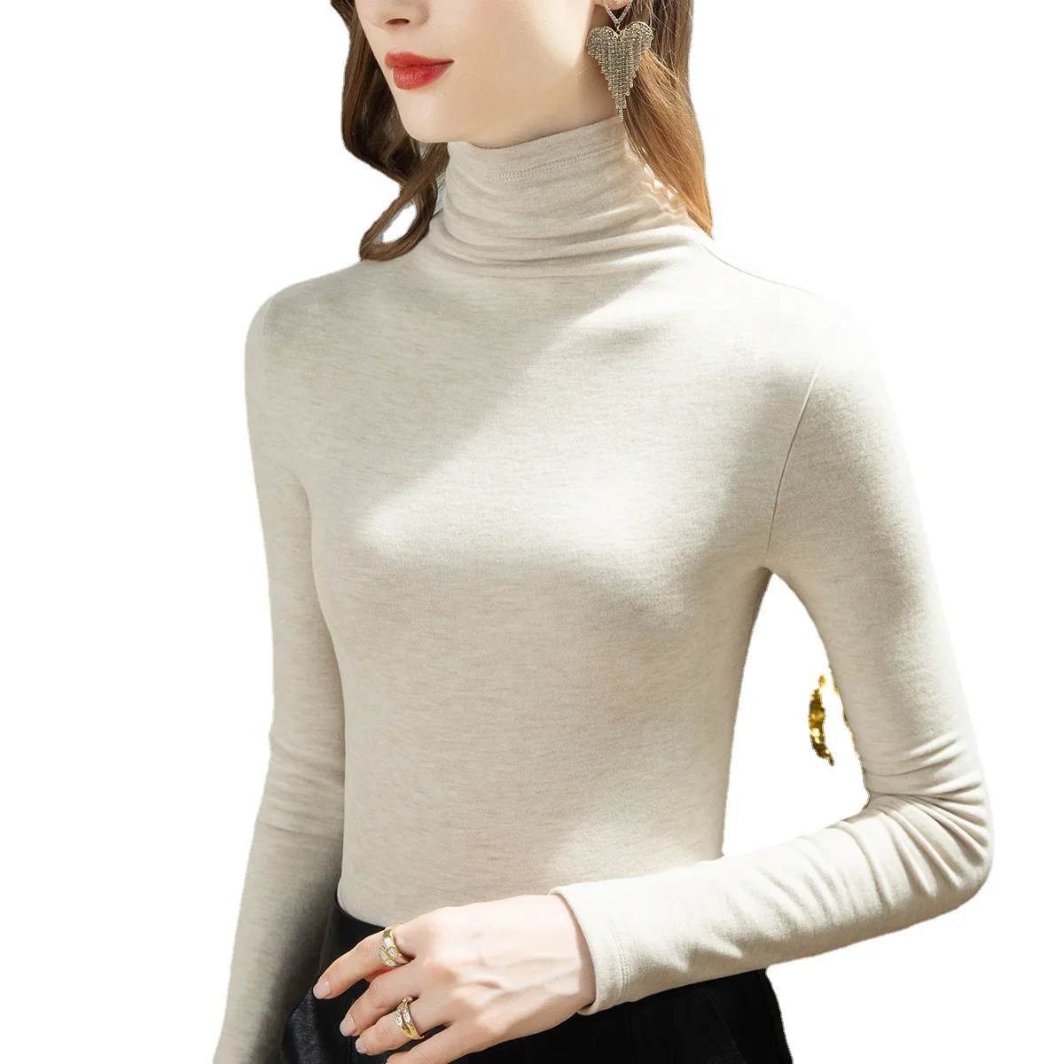 

Women's double-sided plusvelvet warm Stacked collars bottoming shirt autumn and winter comfortable skin-friendly tops female