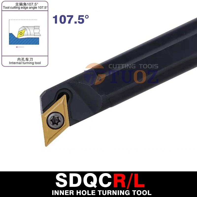 

TUOZ S08K S10K S12M S16Q SDQCR07 SDQCL07 107.5° SDQCR SDQCL 8-16mm DCMT07 CNC Internal Turning Tool Lathe Boring Bar Tool Holder