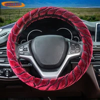 qfhetjie new winter plush car steering wheel cover thickened and warm 38cm universal short plush does not lose hair