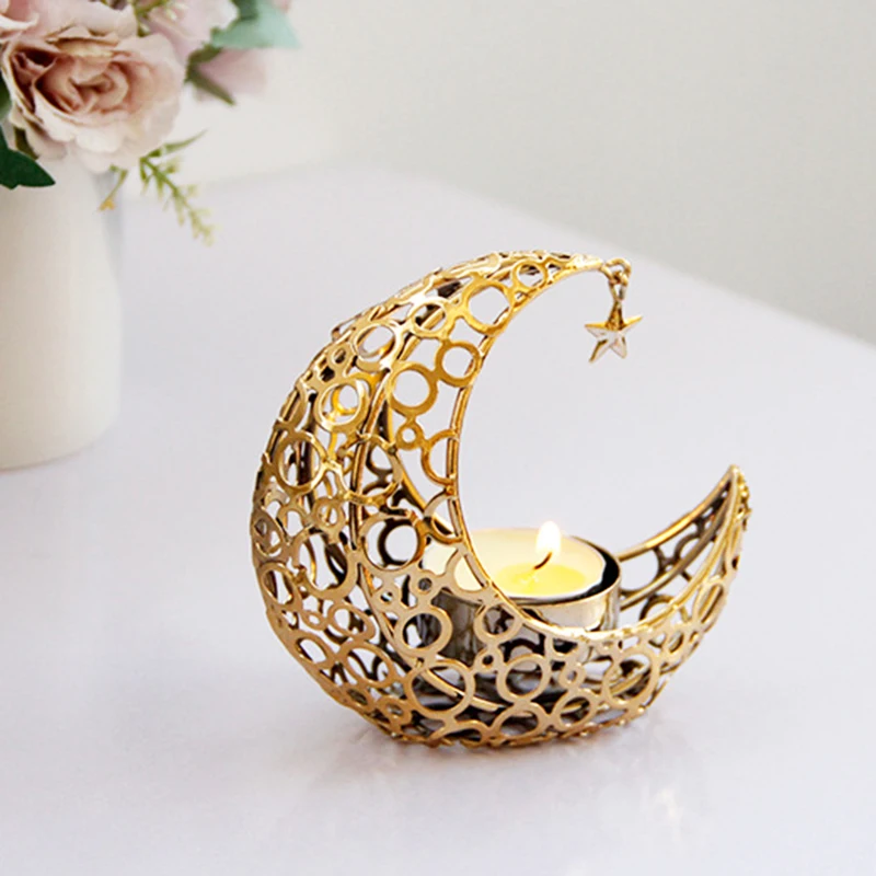 Black Gold Romantic Small Teal Light Holder Home Decoration Votive Candle Stand Candelabros Decor