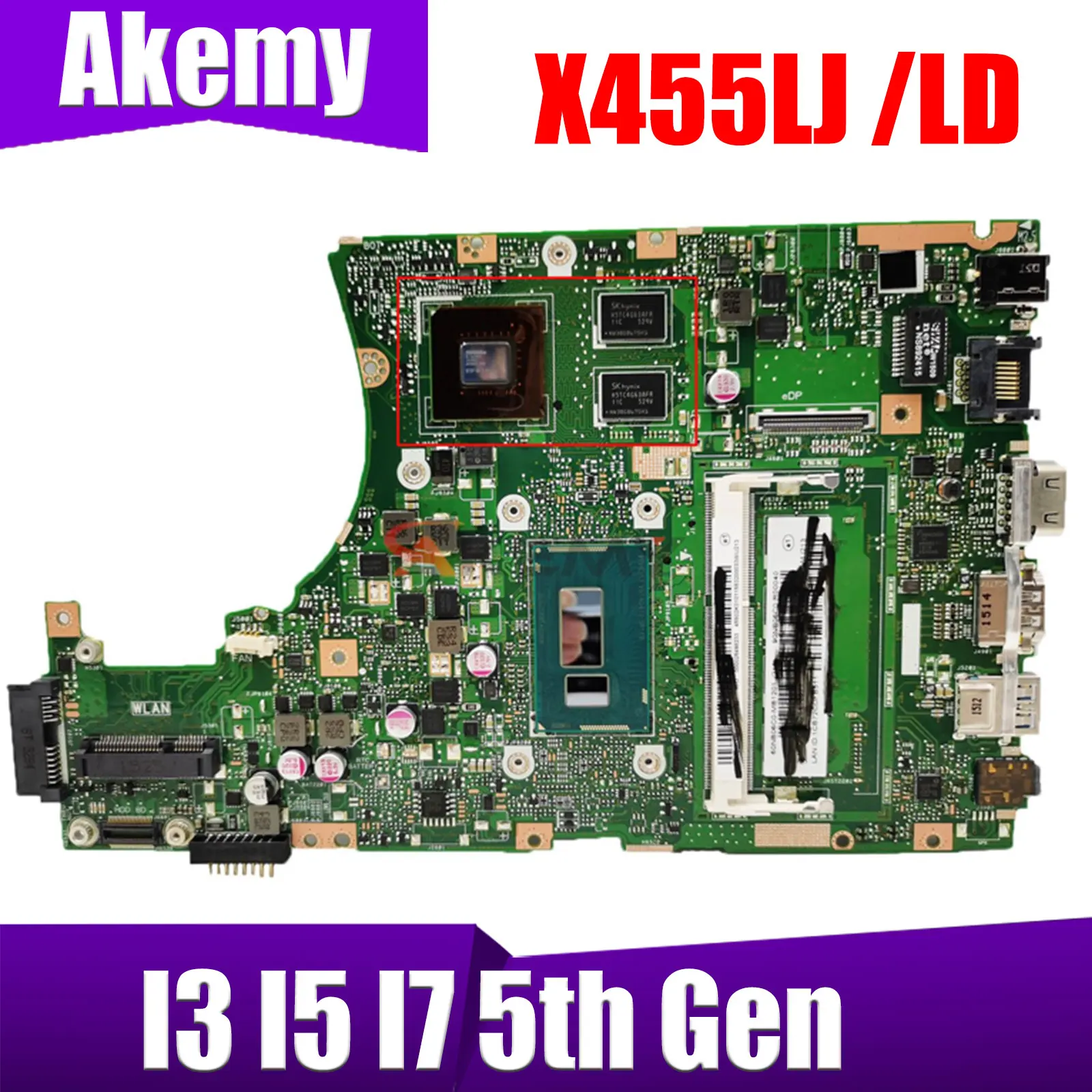 

X455LJ Mainboard For ASUS X455LF X455L X455LD A455L F454L X455LA Laptop Motherboard I3 I5 I7 CPU PM/UMA RAM-4GB