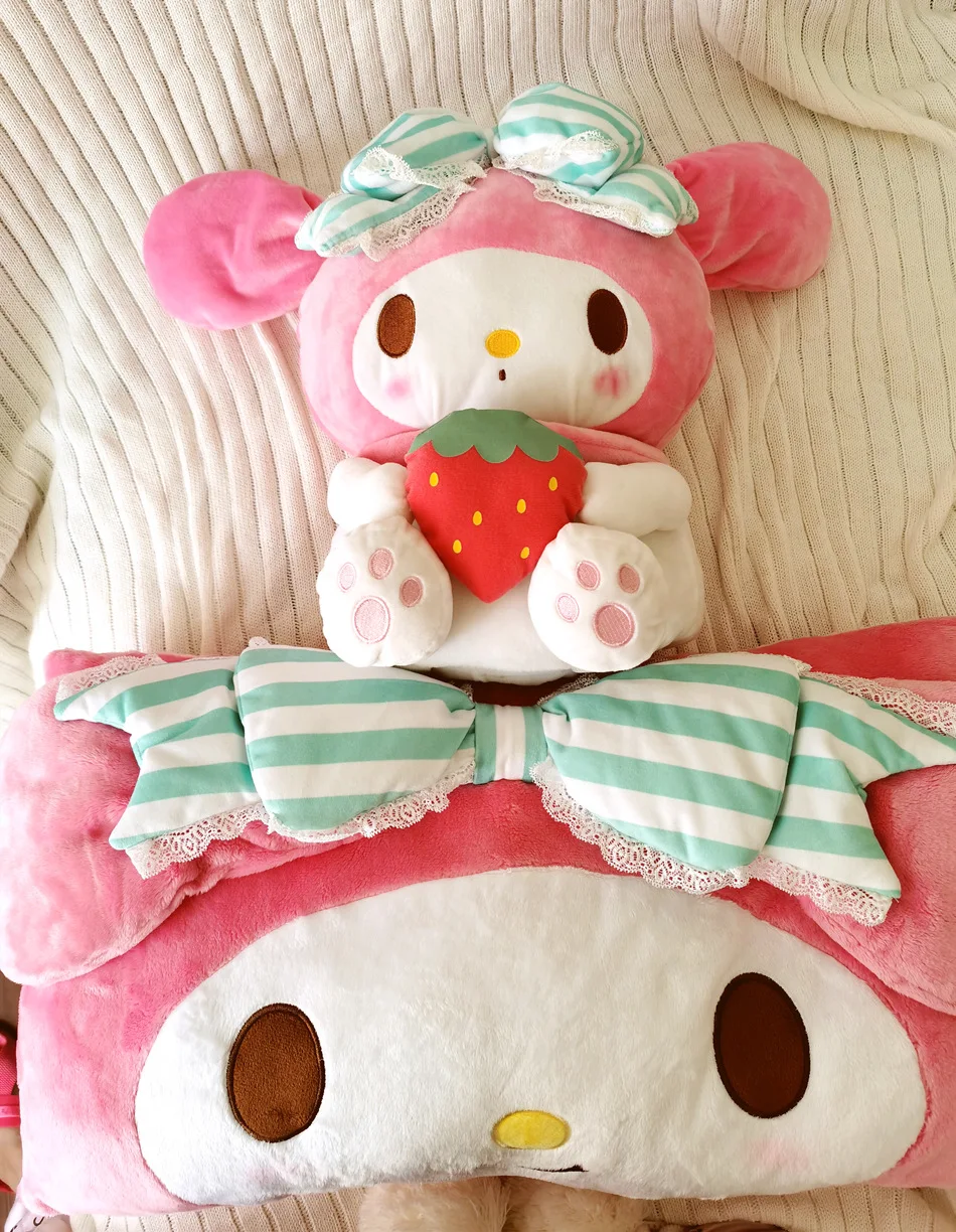 Sanrio милый розовый полосатый кружевной клубничный брелок My Melody кулон сумка