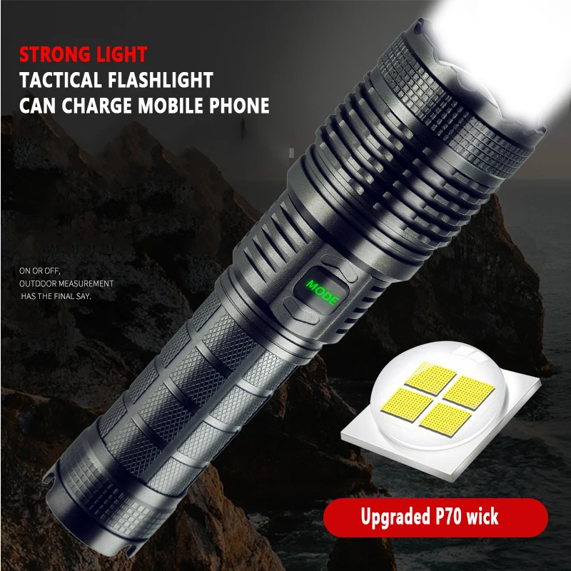 

Outdoor Long-range USB Rechargeable Flashlight XHP70 Strong Light Ultra-bright Searchlight Home Led Light High Beam