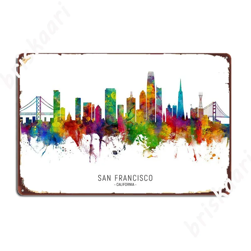 

San Francisco Skyline Metal Sign Plaques Mural Vintage Club Party Tin Sign Poster