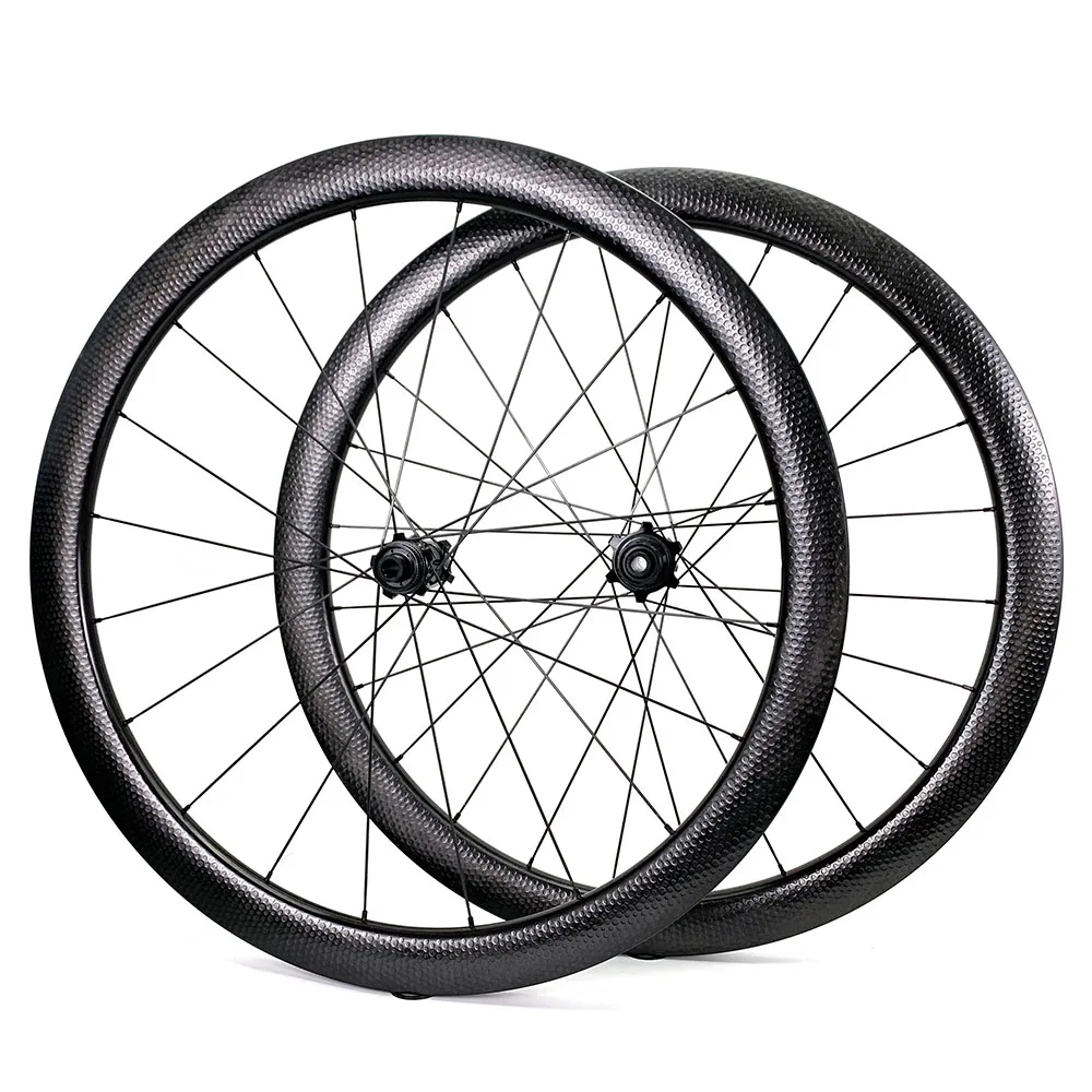 Road Disc Carbon Wheels 28mm Wide 45mm Depth Dimple Finish Center Lock 6 Bolt Hub 24-24H For Cyclocross Road Cycling Wheelset