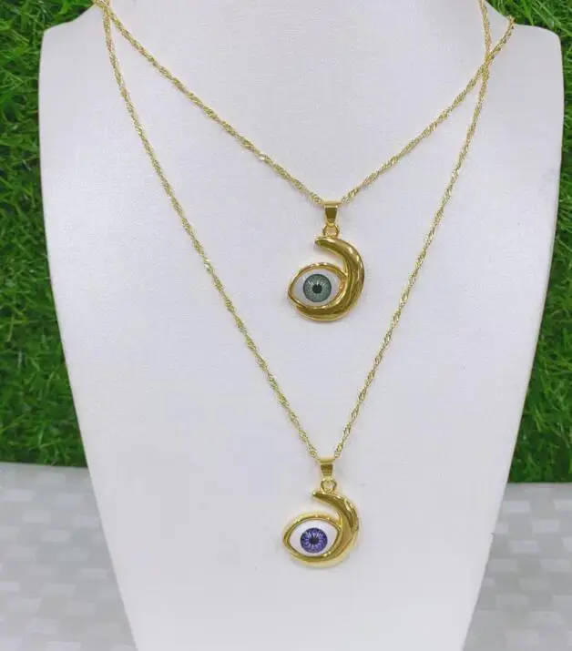 

1 шт. подвеска в виде Луны и сглаза, эмалированная подвеска, цепочка, кристалл, золото, микро подвеска, ПАВЕ, кубический цирконий, ювелирные из...