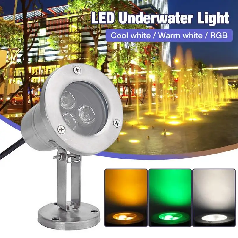 

US FR ES IN STOCK 12V LED Underwater Light RGB Waterproof Anti-corrosion Floodlight Lamp For Fountain Aquarium Swimming Pool