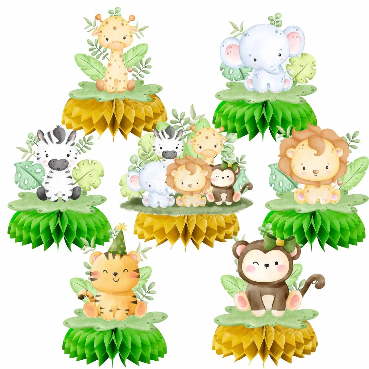 

Forest Animals Centerpieces Cartoon Monkey Lion Tiger Elephant Birthday Party Table Decor Jungle Safari Baby Shower Wild One Fav